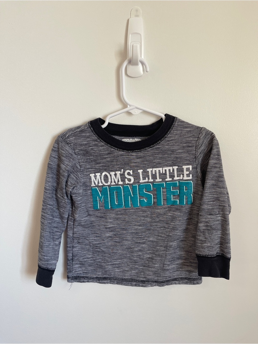 Wonder Kids Long Sleeve 'Mom's Little Monster' Shirt - Gray & Teal